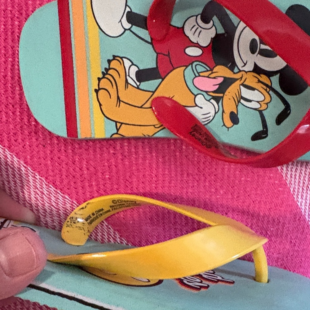Disney Kids Character Flip Flops in Blue, Teal, Yellow & Red - Picture 5 of 5